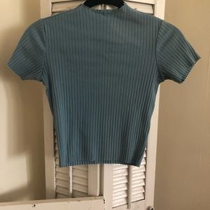 Muted robbins egg blue stretch slight cropped top